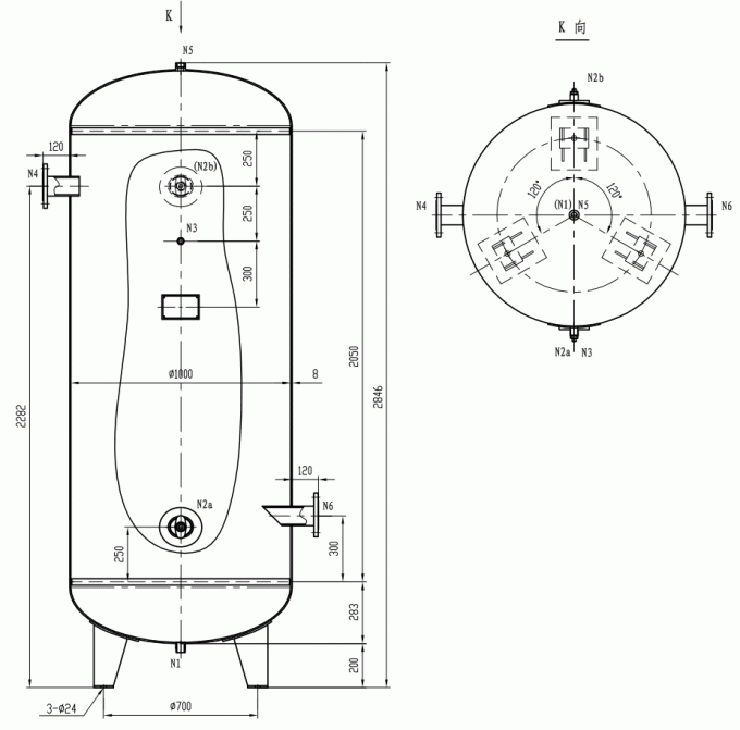 El tanque estable del receptor del compresor de aire de presión, el tanque de almacenamiento vertical del compresor de aire